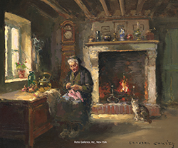 Tricoter dans un intérieur - Edouard Léon Cortès