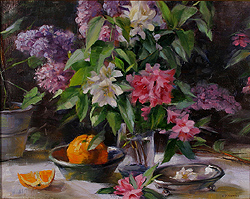 Still Life with Lilacs and Azaleas - Gregory Frank Harris